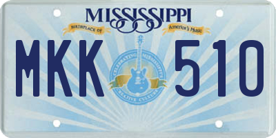 MS license plate MKK510