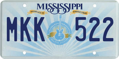 MS license plate MKK522