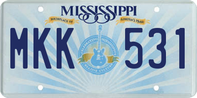 MS license plate MKK531