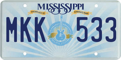 MS license plate MKK533
