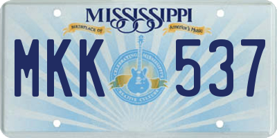 MS license plate MKK537