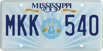 MS license plate MKK540
