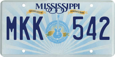 MS license plate MKK542