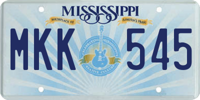 MS license plate MKK545