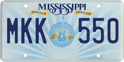 MS license plate MKK550