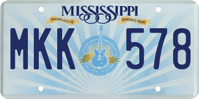 MS license plate MKK578