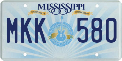 MS license plate MKK580