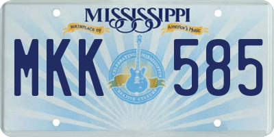 MS license plate MKK585