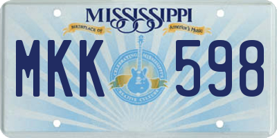 MS license plate MKK598