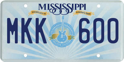 MS license plate MKK600
