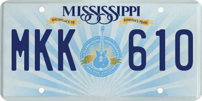 MS license plate MKK610