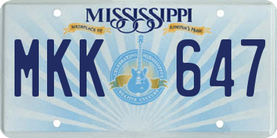 MS license plate MKK647