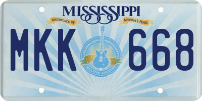 MS license plate MKK668
