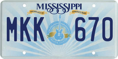 MS license plate MKK670