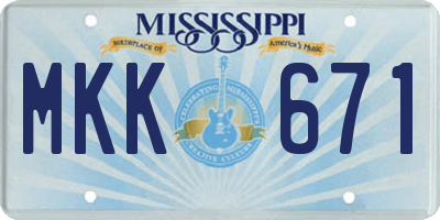 MS license plate MKK671