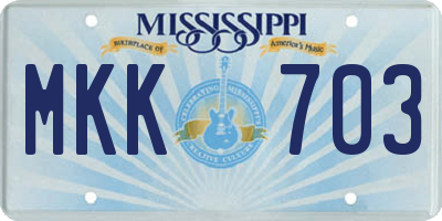 MS license plate MKK703