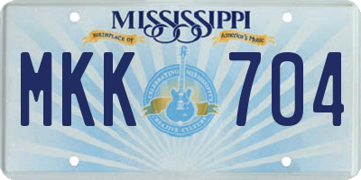 MS license plate MKK704