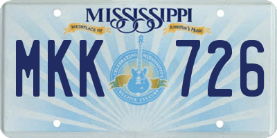 MS license plate MKK726