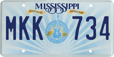 MS license plate MKK734