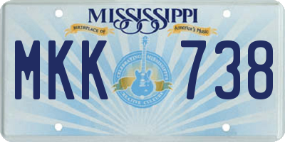 MS license plate MKK738