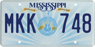 MS license plate MKK748