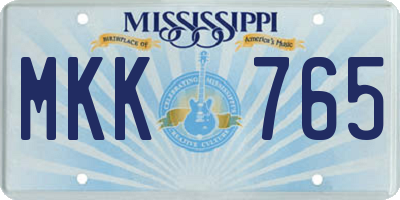 MS license plate MKK765