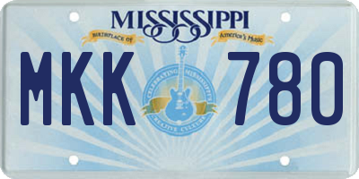 MS license plate MKK780