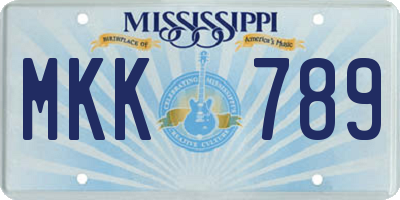MS license plate MKK789