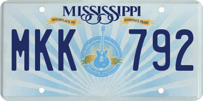 MS license plate MKK792