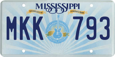MS license plate MKK793