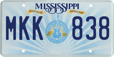 MS license plate MKK838