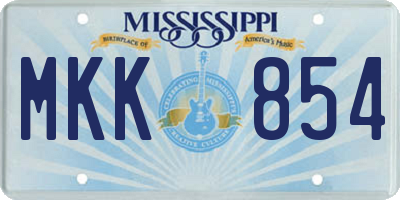 MS license plate MKK854