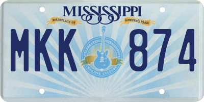 MS license plate MKK874