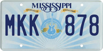 MS license plate MKK878
