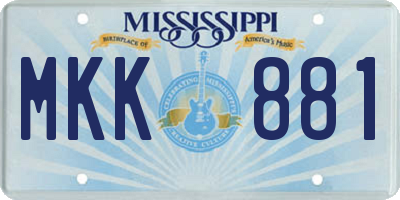 MS license plate MKK881