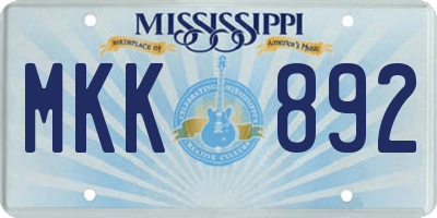 MS license plate MKK892