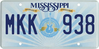 MS license plate MKK938