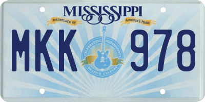 MS license plate MKK978