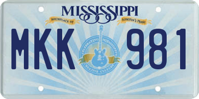 MS license plate MKK981