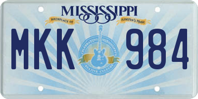 MS license plate MKK984