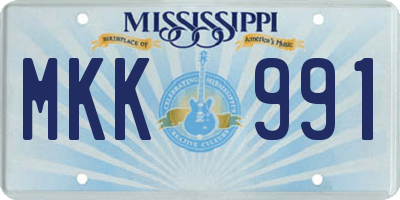MS license plate MKK991