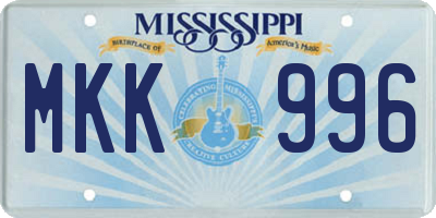 MS license plate MKK996