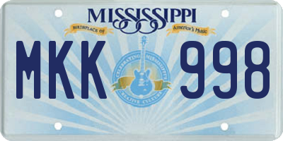 MS license plate MKK998