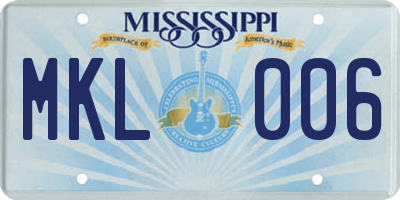 MS license plate MKL006