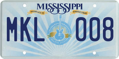 MS license plate MKL008