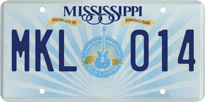 MS license plate MKL014