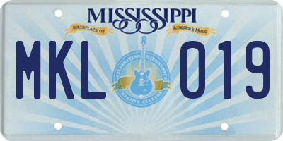 MS license plate MKL019