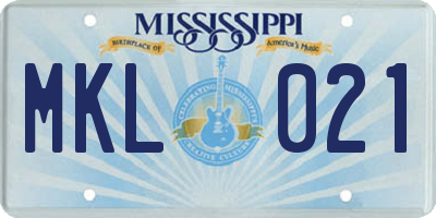 MS license plate MKL021