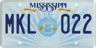MS license plate MKL022