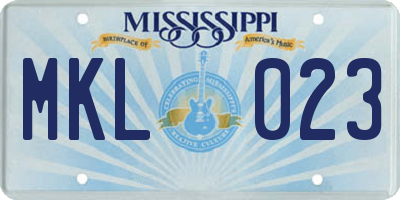 MS license plate MKL023